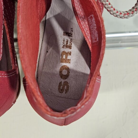 Sorel Joanie Red LL5347-602O pen Toe Cut Out Hi Wedge Heel Sandals Red Size 8.5 - Picture 5 of 14